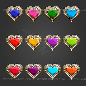 Big set with wooden heart - vector image