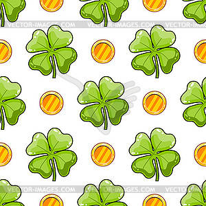 Seamless pattern with clover leaf - vector image