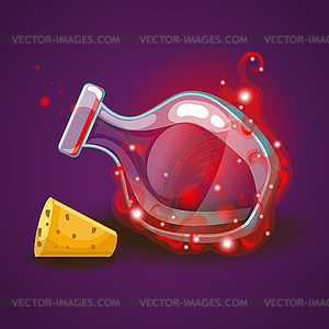 Empty bottles of potions with magic smoke - vector image