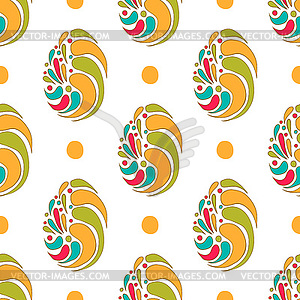 Seamless pattern with cartoon Easter eggs - vector image