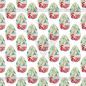 Seamless pattern with cartoon Easter eggs - vector clipart