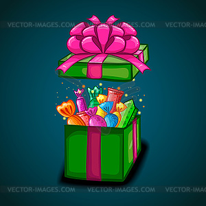 Open gift box with cartoon candy  - vector image