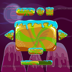 Сладкий мультяшный пользовательский интерфейс с кнопками - векторный рисунок