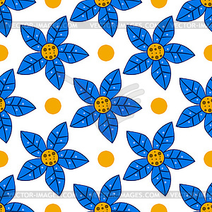 Seamless pattern with cartoon flowers. Cute floral - vector image