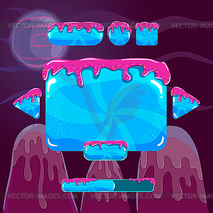 Sweet cartoon user interface games with buttons - vector image