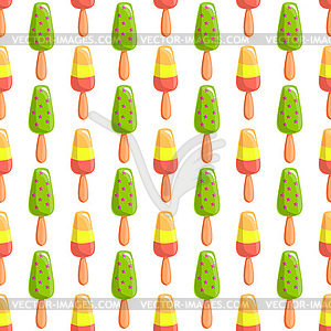 Seamless pattern with cartoon ice-cream - vector clipart