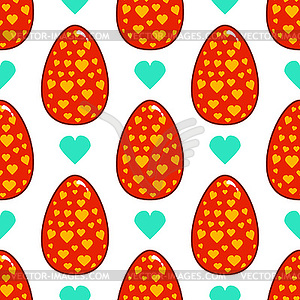 Seamless pattern with cartoon Easter eggs - vector clipart / vector image