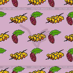 Seamless pattern with bright summer berries - vector clipart