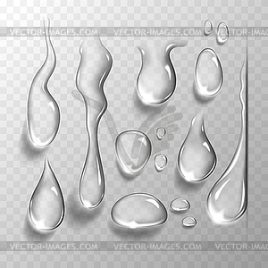 Set of water drops on transparent background - vector image
