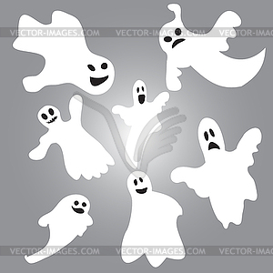 Set of halloween emotional ghosts - vector image