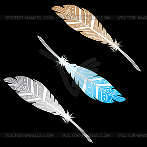 Doodle feather - vector image