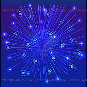 Celebratory fireworks on background of night sky - vector clip art