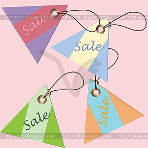 Label price tags of different colors triangle - vector clipart