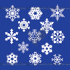 Collection of snowflakes, blue snowflakes, blue - vector clip art