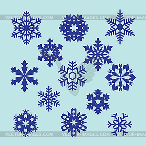 Collection of snowflakes, blue snowflakes, blue - vector clipart
