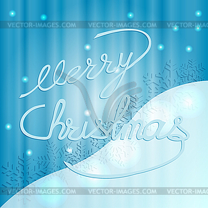 Poster merry Christmas, blue shining background wit - vector image