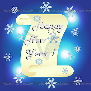 Poster - happy new year written in scroll of shinin - vector EPS clipart