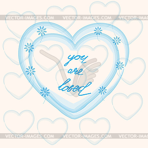 You are loved ,hand lettering Valentine`s Day - royalty-free vector clipart