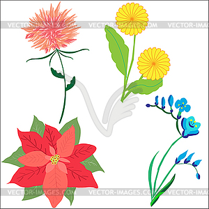 Набор dudovich нарисованные цветы для Дези - векторизованное изображение клипарта