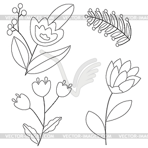 Набор каракули обращается цветы для дизайна - изображение в векторе
