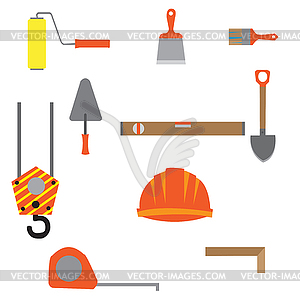 Set of construction equipment and tools, image. fla - vector clip art