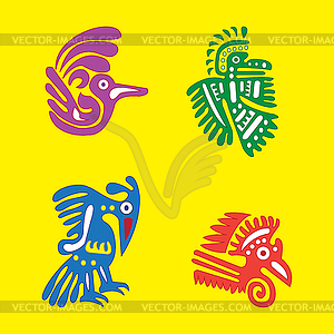 Set of Mexican design elements, ethnic symbols of - vector image