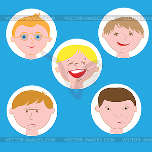 Featuring Kids Showing Different Facial Expressions - vector image