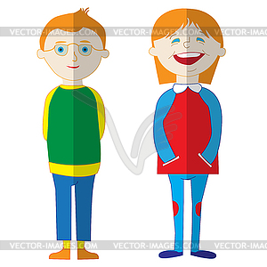 Boy and girl, Doodle , flat icons for design pro - vector image