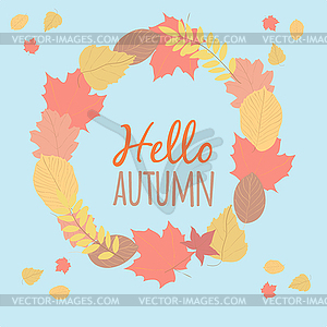 Autumn round frame. wreath in decorative style - vector clipart