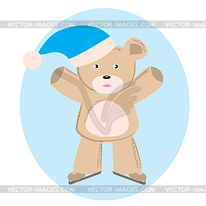 Bear skater on skates. Funny skater on skates. - vector clipart