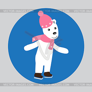 Polar bear skater on skates. Funny skater on skates - vector clip art