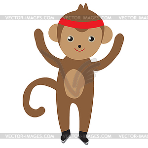 Monkey skating, figure skating, - vector clipart