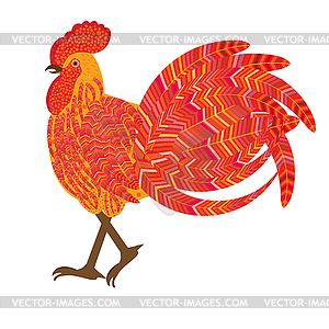 Red fiery cock Christmas symbols, decorative - vector EPS clipart