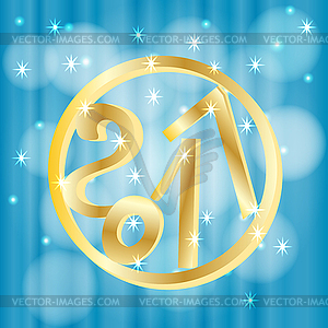 Emblem of New year - Golden digits in Golden ring, - stock vector clipart