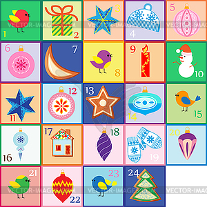 Advent calendar. Christmas poster - vector image