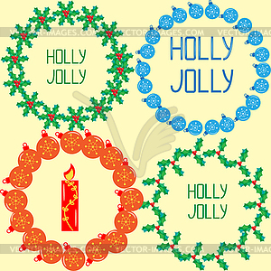 Christmas wreaths of elegant balls, song of Holly, - vector clipart