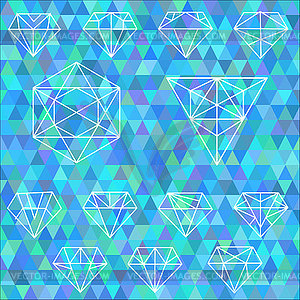 Set of linear geometric shapes. Hexagons, triangles - vector clipart