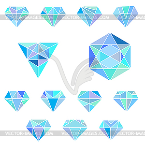 Set of linear geometric shapes. Hexagons, triangles - vector image