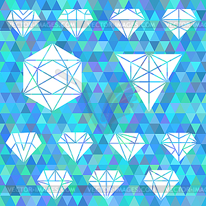 Set of linear geometric shapes. Hexagons, triangles - color vector clipart