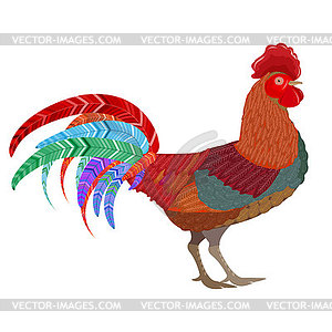 Vivid rooster. rooster sign in Chi - vector image