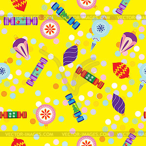 Seamless pattern New year with crackers, Christmas - vector clip art