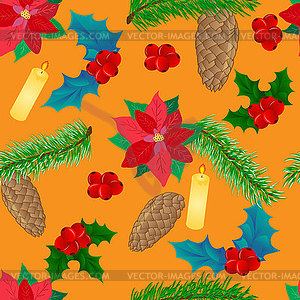 Christmas seamless pattern with symbols of Christma - vector clipart