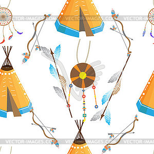 Seamless pattern in ethnic style, subjects and - vector clipart