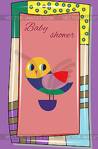 Children`s card with cute owl in original frame wit - royalty-free vector image