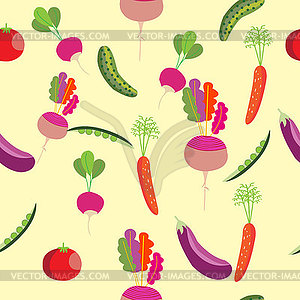 Seamless pattern with vegetables. Peas, tomato, - vector clip art