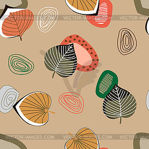 Seamless pattern with abstract stones and stylized - vector clip art