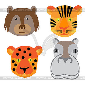 Set heads of animals in Doodle style - vector image