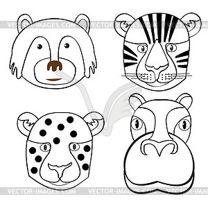 Head set animal black-and-white in cartoon and - vector image