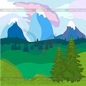 Forest and mountains landscape - vector image