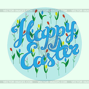 Happy Easter hand lettering. Colorful . Greet - vector clipart